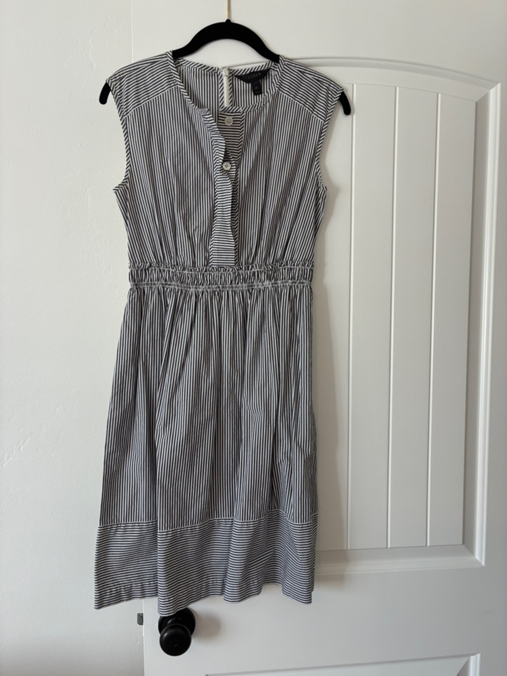 J. Crew Black and White Striped Button-Front Top